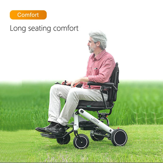 HKM-143251 Lightweight Manual Electric Wheelchair with Foldable Design, Stair Climber, Aluminum Alloy Frame, 120kg Max Load, 20km Range, Black