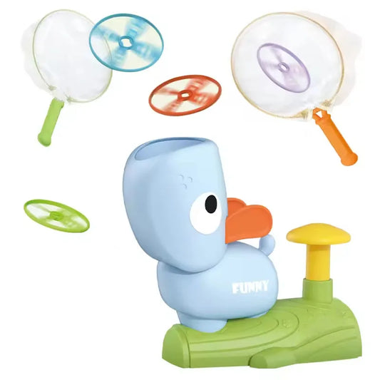 HKM-143635 Flying Saucer Launcher Capture Game for Kids - Outdoor Plastic Toy Set