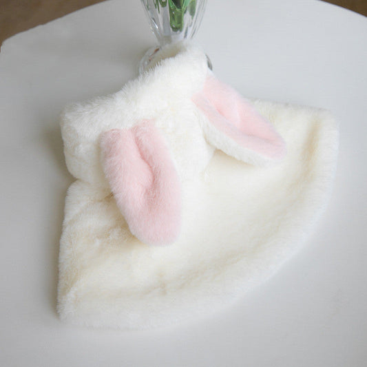 HKM-1437629 Fluffy Rabbit Costume Cloak for Dogs and Cats - Warm Plush Cape for Autumn and Winter