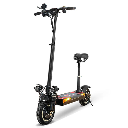 HKM-145875 Dual Motor Electric Scooter with 10-Inch Tires, 65km/h Speed, 75km Range, Foldable Design, Adjustable Seat