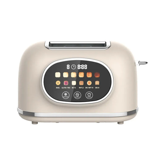 HKM-146579 Retro 2-Slice Stainless Steel Toaster with Smart Touch Control and Colourful Display