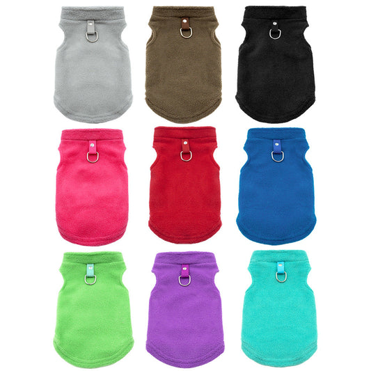 HKM-1476157 Thickened Polar Fleece Pet Vest with Ribbon Detail - Sizes S to XL