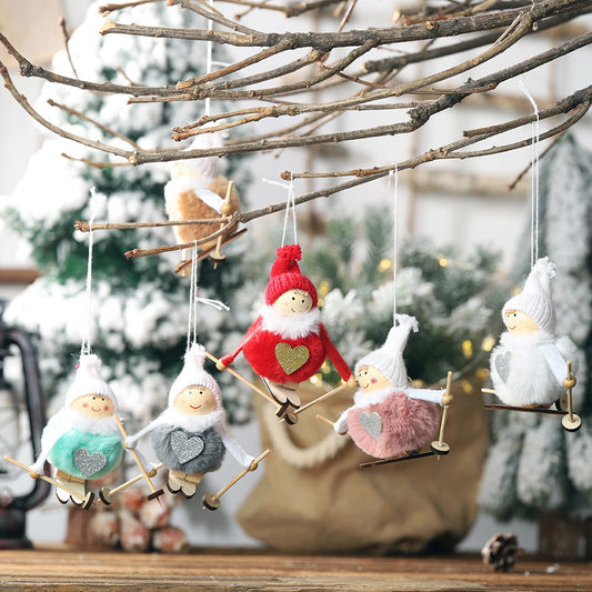 HKM-148115 Pompom Doll Ski Hanging Pendant for Christmas Tree Decoration in Various Colors