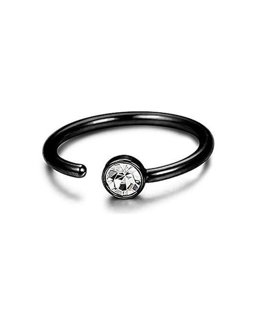 HKM-148307 C-Shaped Stainless Steel Rhinestone Nose Ring for Unisex - Various Colors and Sizes Available