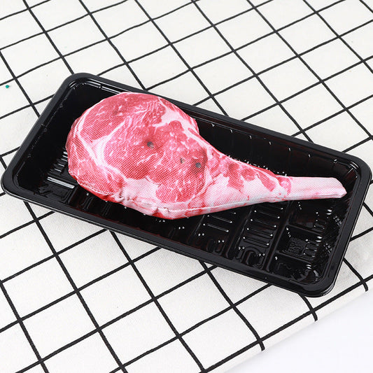 HKM-1491901 Oxford Cloth Simulation Steak Squeeze Toy for Pets - Soft PP Cotton Material