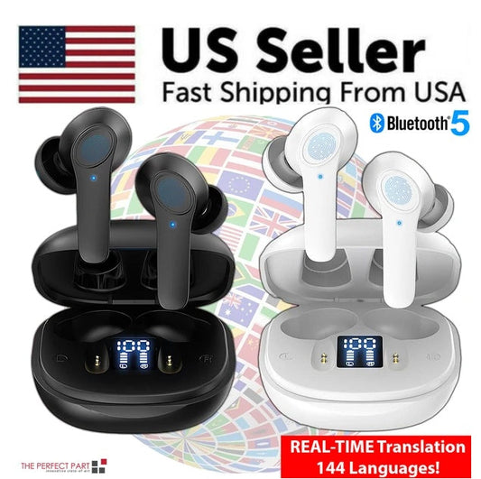 HKM-149459 Translator Earbuds with Dual Microphones for Real-Time AI Translation in 144 Languages