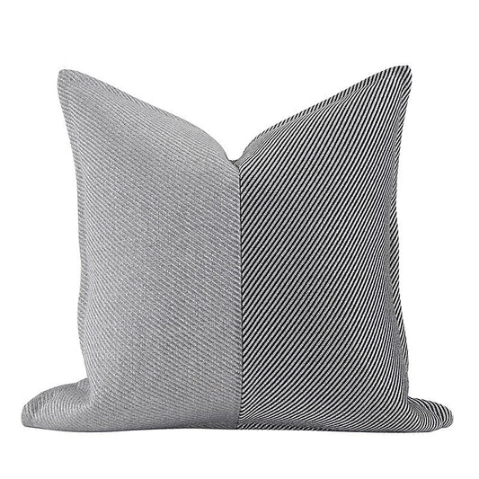 HKM-149523 Silver Gray Simple Striped Cushion Cover - Square 45x45cm or 50x50cm Options Available