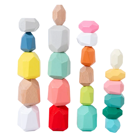 HKM-149971 Wooden Rainbow Stacking Blocks - 36pcs Educational Toy for Kids, Enhances Hand-Eye Coordination and Creativity