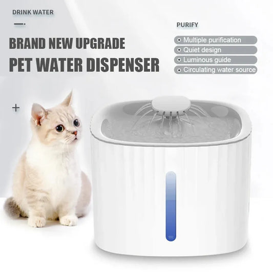 HKM-151891 3L Cat and Dog Water Fountain with Low Water Shut Off and Triple Filtration System