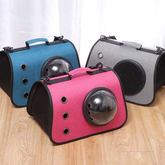 HKM-1526077 Foldable Linen Pet Carrier Bag with Breathable Ventilation for Small Pets