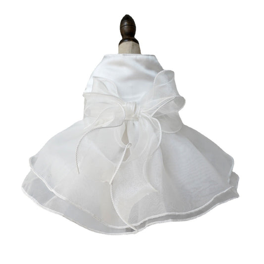 HKM-1549245 Elegant Wedding Dress Pet Gown for Parties - Available in White, Pink, and Green