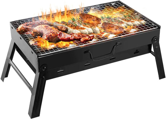 HKM-156243 Large Carbon Barbecue Grill for Outdoor Cooking, Camping, and Garden Parties - Foldable Design