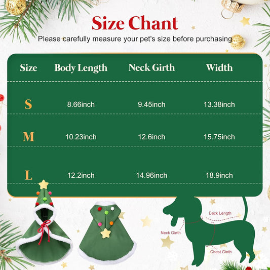 HKM-1567933 Cat Christmas Cape with Velvet Stars and Matching Hat for Pet Holiday Costume