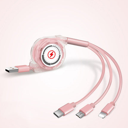 HKM-157267 3-in-1 Telescopic Data Cable with 1m Length and Titanium Alloy Connectors