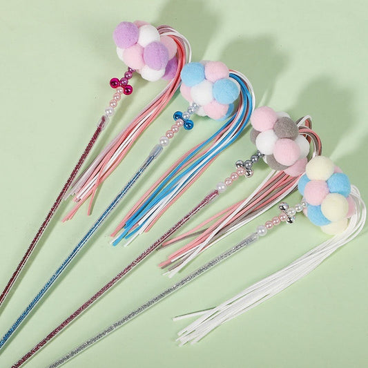 HKM-1584445 Acrylic Colorful Cat Teasing Rod Toy in Multiple Colors