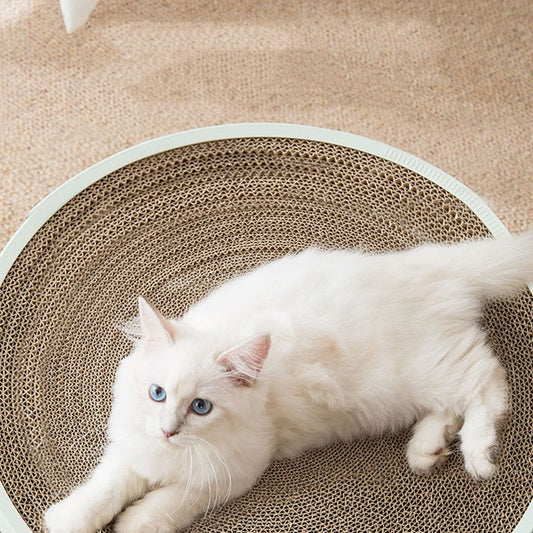 HKM-1595325 Three-in-One Corrugated Cat Scratch Board and Toy with Balls - Grey Green / Milky White
