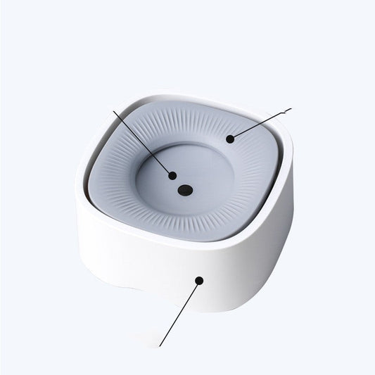 HKM-1606845 Pet Square Floating Bowl - Wet-proof Design for Easy Feeding - Available in Millet White, Yellow, Purple - Made from Durable ABS Resin