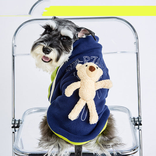 HKM-1616957 Cubs Style Baseball Uniform Dog Jacket for Spring and Autumn in Cotton with Detachable Bear