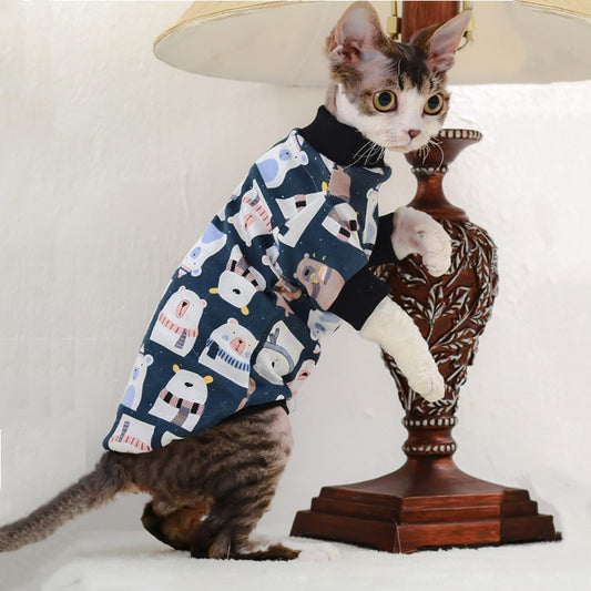HKM-1637821 Cotton Bottoming Clothing for Hairless Cats - Air Conditioning Apparel in Lion, Pink Bear, and Tibetan Bear Designs
