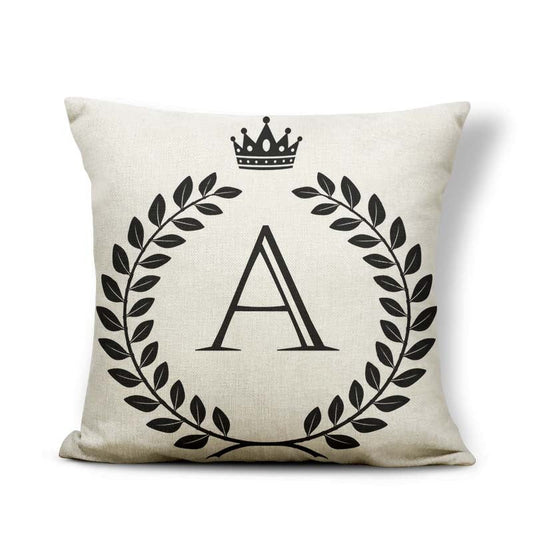 HKM-164179 Black and White Pattern Letter Assembly Pillowcase - 45x45cm Polyester Linen Cushion Cover