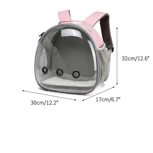 HKM-1645629 Transparent Pet Backpack Carrier for Small Animals - Ideal for Hamsters, Guinea Pigs, Rabbits, and More - Ventilated Design with Removable Support Pad - Multiple Color Options Available