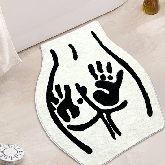 HKM-165843 White Polyester Fiber Alien Design Carpet for Bathroom and Bedroom - 60x70cm