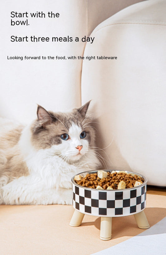 HKM-1678141 Large Capacity Non-Slip Square Dog Food Bowl - Stainless Steel with Detachable Design