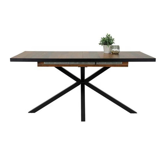HKM-169107 Extendable Brown Wooden Dining Table for Versatile Home Dining Solutions