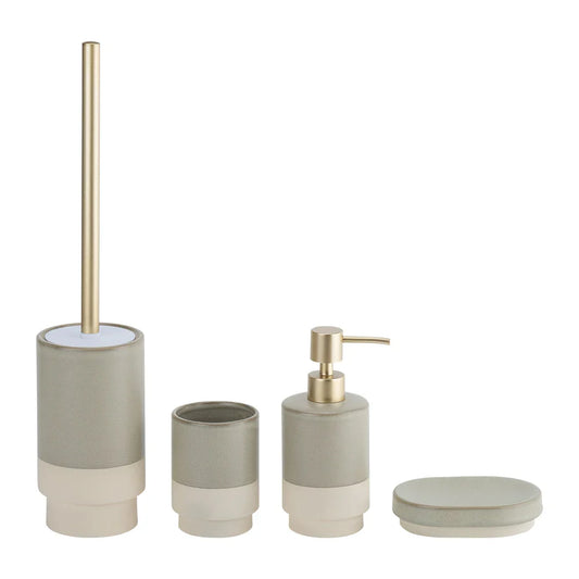 HKM-169811 Modern Two-Tone Ceramic Bathroom Accessory Set – Soap Dish, Toothbrush Cup, and More