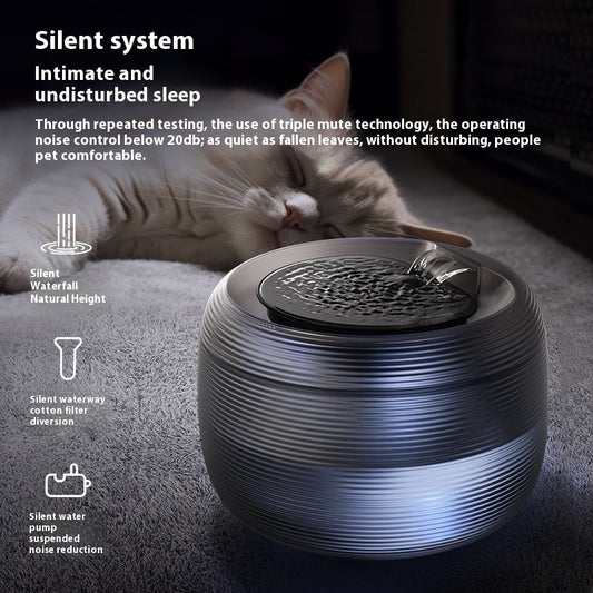 HKM-1705021 Automatic Loop Pet Drinking Bowl - 2.5L Water Dispenser in Xuanwu Black and Frost White