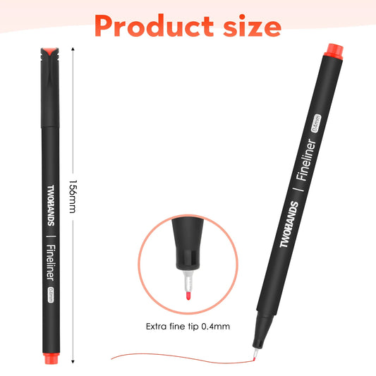 HKM-170515 Ultra Fine Tip 0.4mm Fineliner Pens Set in 24 Vibrant Colours for Drawing and Office Use