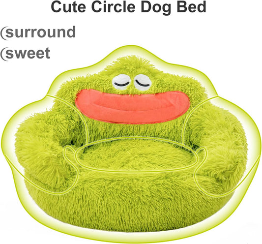 HKM-1706429 Cozy Plush Indoor Donut Bed for Small Dogs and Cats, Anti-Anxiety Design, Soft & Comfortable