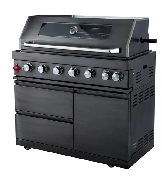 HKM-170899 Premium Black 430 Stainless Steel Outdoor Barbecue Kitchen with Built-in Gas Grill