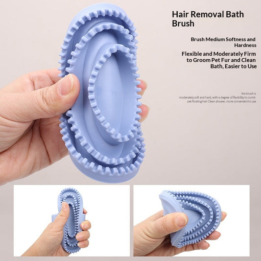 HKM-1739581 Pet Bathing Massage Brush - Personalized TPR Brush for Dogs in Purple, Blue, and Gray