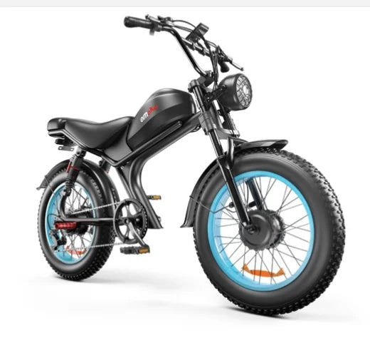 HKM-175315 1000W Dual Motors Fat Tire Electric Bike with 7-Speed Gears, 50km/h Max Speed, 20" Pneumatic Tires, Integrated Battery