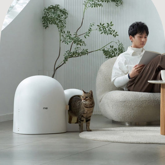 HKM-175827 Oversized Fully Enclosed Cat Litter Box in Aurora White, Moss Green, and Milk Tea Color