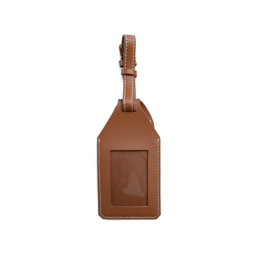 HKM-176019 Stylish PU/PVC Luggage Tag with Protective Cover in Black, Brown, or Orange