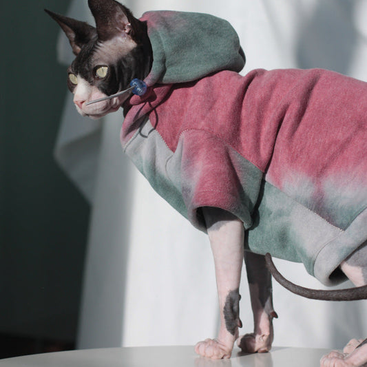 HKM-1769789 Hooded Tie-Dye Sweater for Pets - Cotton Warmth for Cats and Dogs in Autumn/Winter