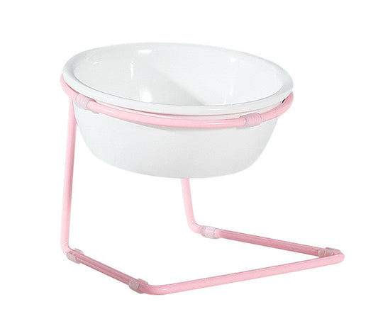 HKM-1780413 Elegant Pet Dining Table with Melamine Bowl and Iron Bracket - Compact Design for Cats and Small Dogs
