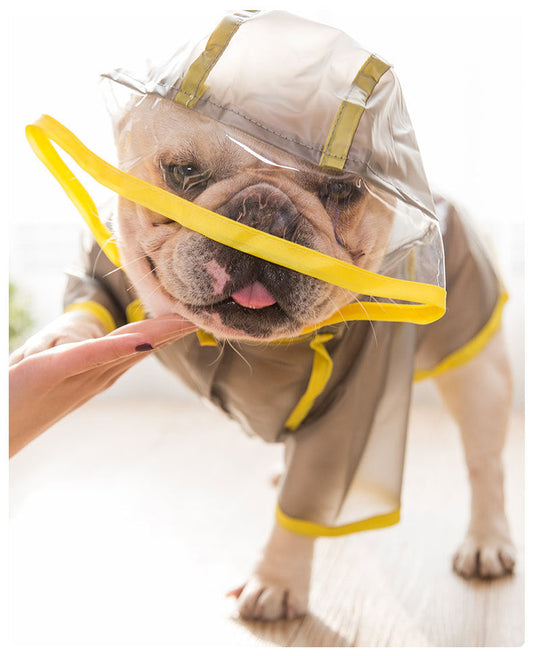 HKM-1780797 Waterproof Casual Raincoat for Puppies in White and Black, Sizes XS to XL