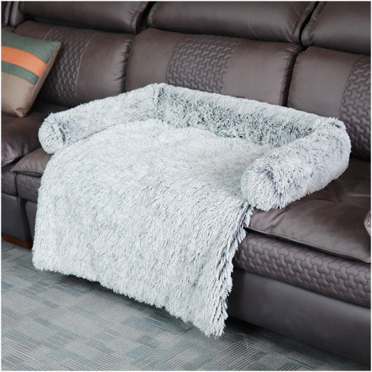 HKM-1791805 Dual Use Plush Dog Blanket for Kennel or Sofa Bed - Sizes S, M, L in Powder Gray and Coffee