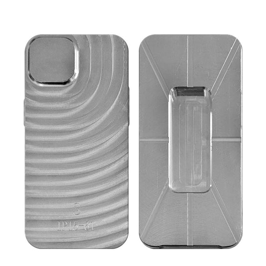 HKM-179539 Aluminium Alloy Phone Case for iPhone - Silver Gray Cartoon & DIY Design