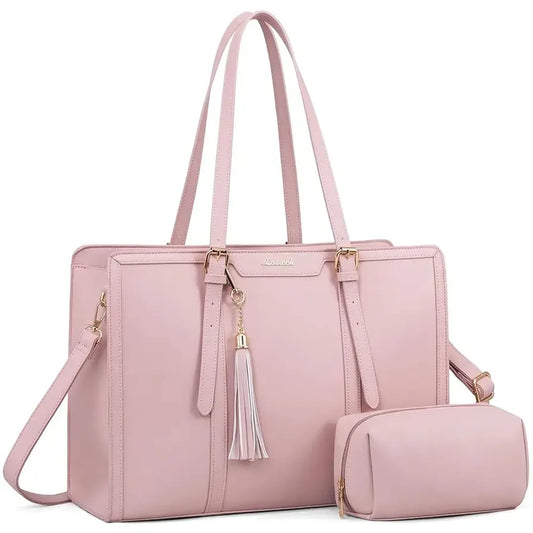 HKM-179987 Women’s Canvas Laptop Tote Bag for 15.6in Laptops – Lightweight Office Handbag