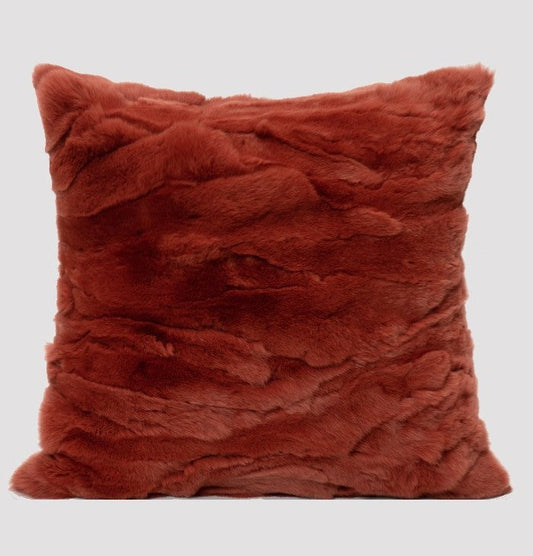 HKM-182035 Rust Red Crystal Cushion Pillow in Plush - 45x45cm & 30x50cm Options Available