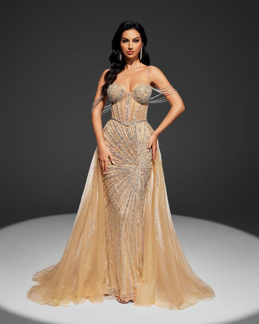 HKM-183443 Elegant Champagne Women's Gown - Style EZ25001