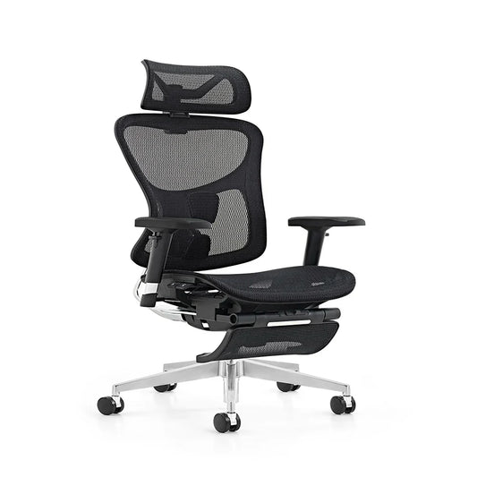 HKM-186451 Ergonomic Mesh Executive Office Chair with Adjustable Lumbar Support and Footrest, Swivel and Reclining Design