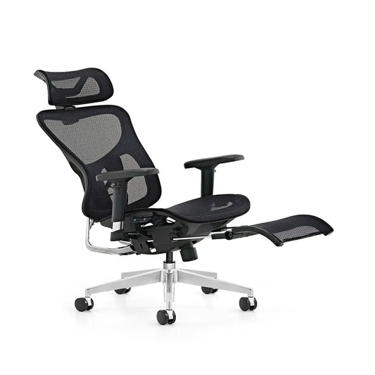 HKM-186451 Ergonomic Mesh Executive Office Chair with Adjustable Lumbar Support and Footrest, Swivel and Reclining Design