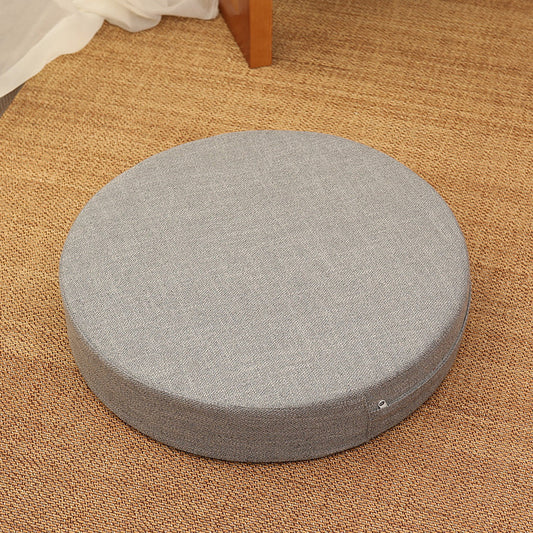HKM-191123 Embroidered Cotton and Linen Round Cushion Mat, 40cm Diameter, 6cm Thickness