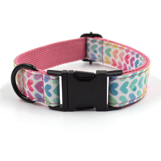 HKM-1922621 Pink Polyester Pet Collar and Traction Rope Bow Set for Comfortable Walks
