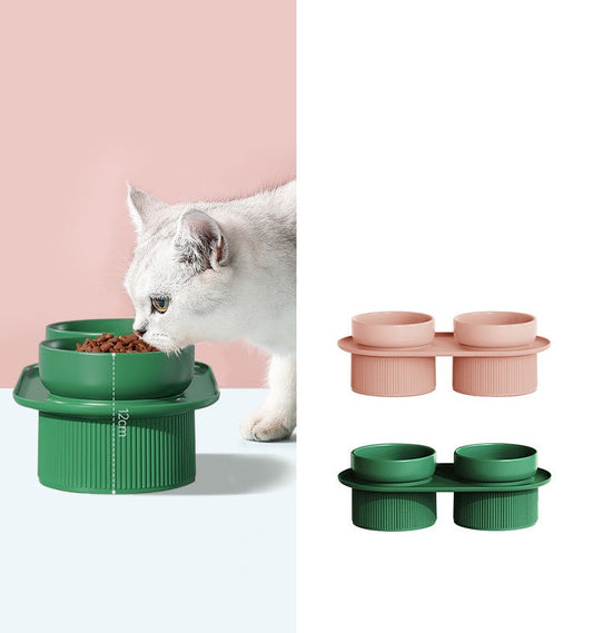 HKM-1934525 Ceramic Double Bowl for Cats and Dogs - Removable, Easy to Clean, Safe and Durable Design